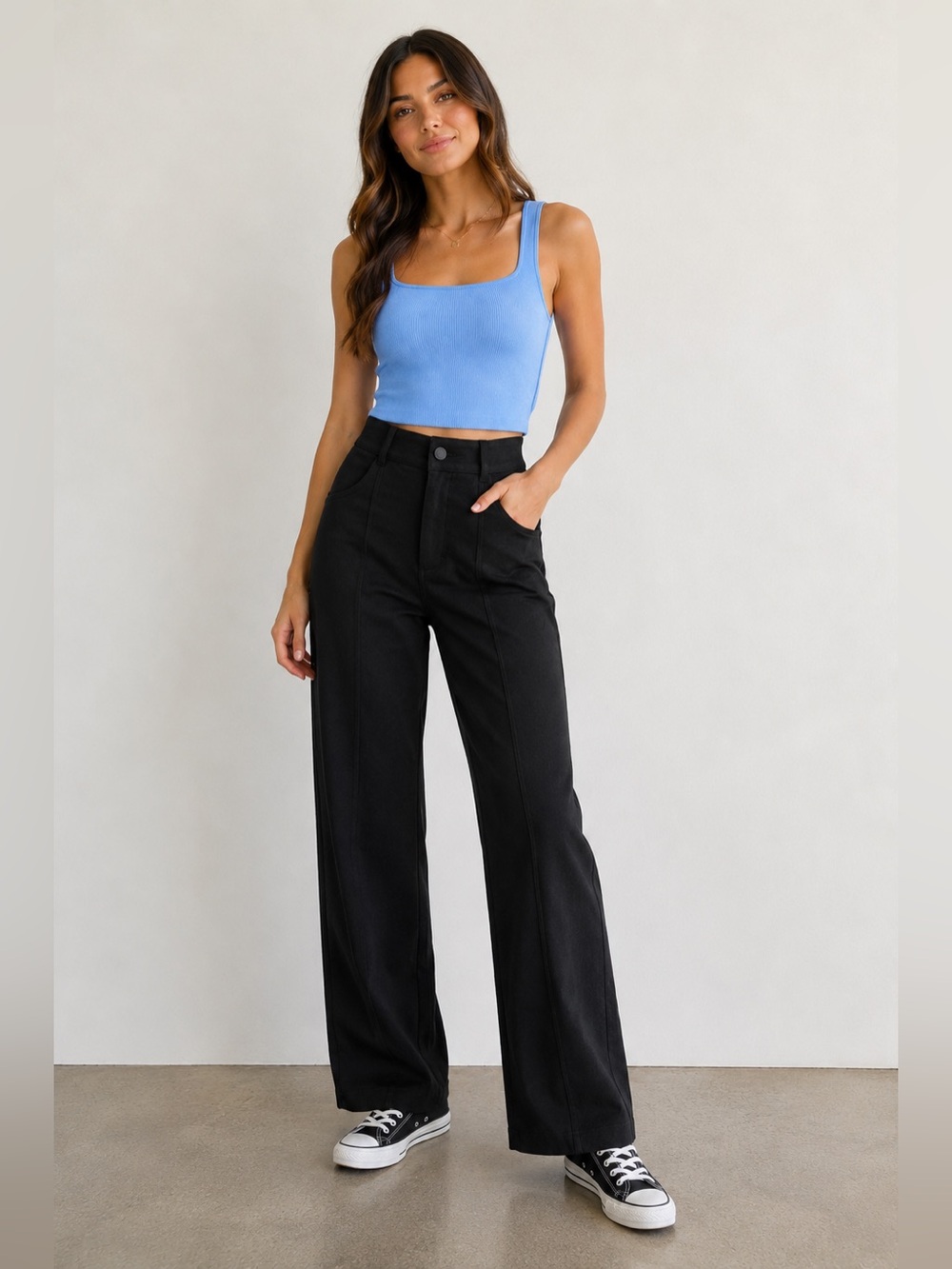 Zara Black Wide Leg Pants Large